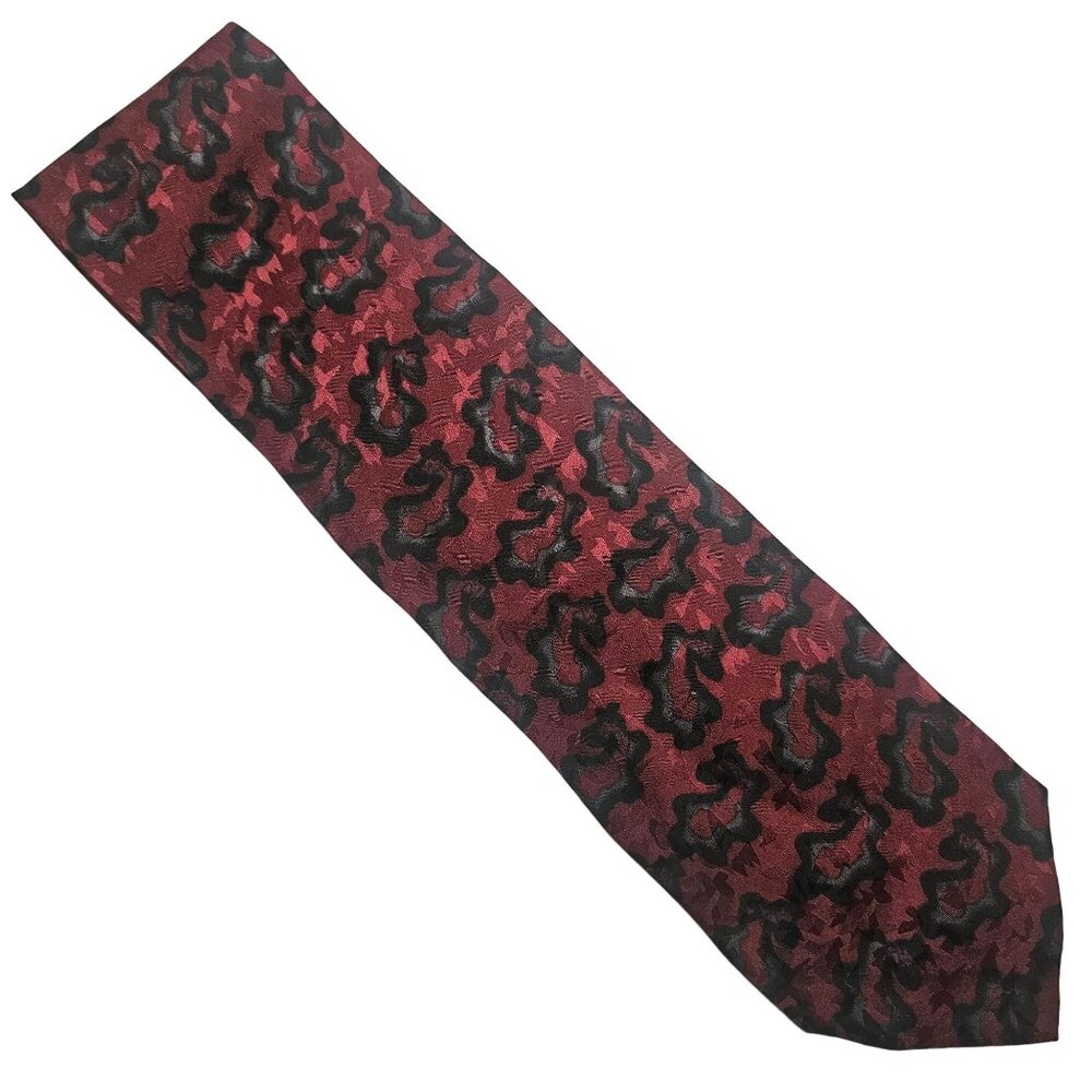 Bosa Le Collezioni Red & Black Silk Tie - 100% Silk Designed In Italy Handmade I